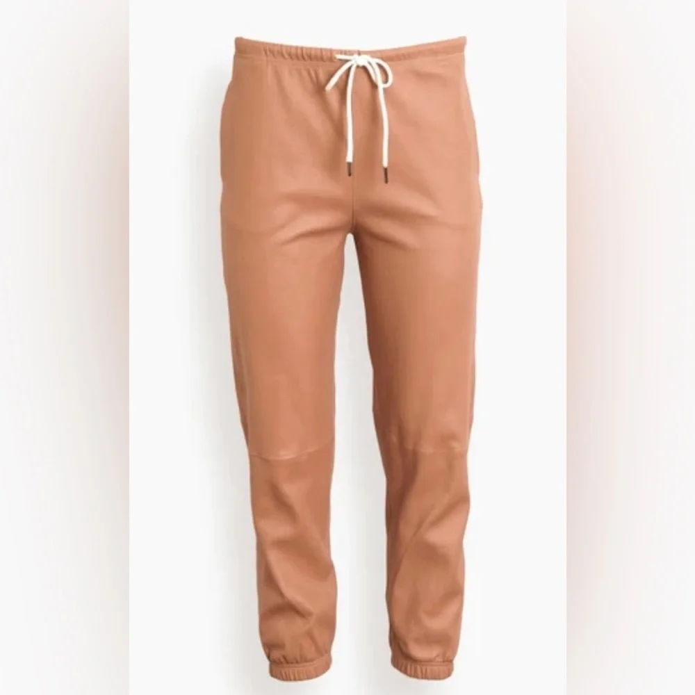 LEATHER DRAWSTRING SWEATPANTS - SPRWMN - DUSTY PINK